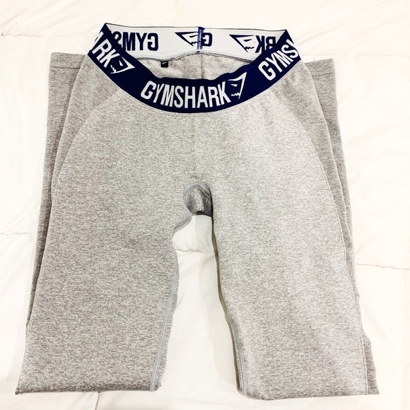 Gymshark Flex Leggings - Light Grey Marl/Indigo - Picture 1 of 3